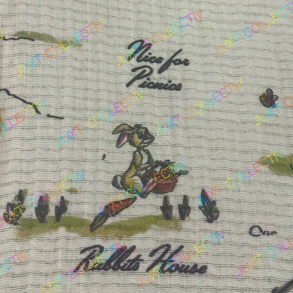 Disneyland Winnie the Pooh Hundred Acre Wood Map Cream Cotton Throw Blanket
